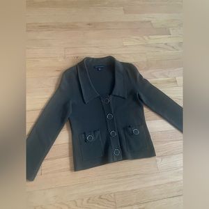 BANANA REPUBLIC BR Cardigan Gilet Womens Silk Soft Wool Dark Green Olive XS NWOT